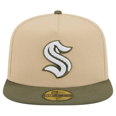 Seattle Kraken New Era Color Pack Two-Tone 59FIFTY A-Frame Fitted Hat Tan/Olive