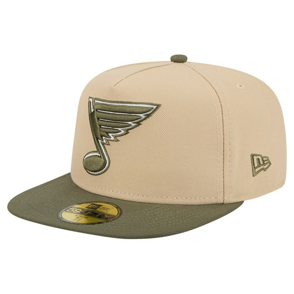 St. Louis Blues New Era Color Pack Two-Tone 59FIFTY A-Frame Fitted Hat Tan/Olive