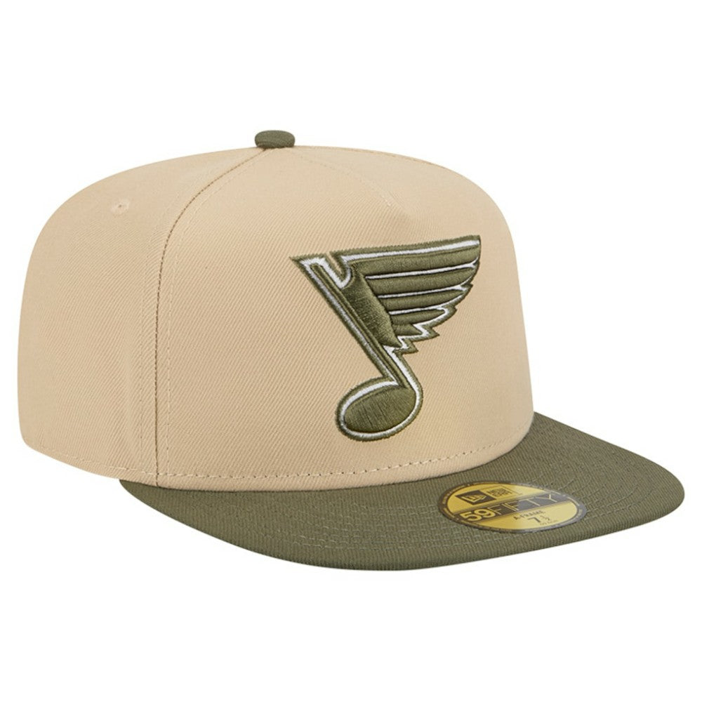 St. Louis Blues New Era Color Pack Two-Tone 59FIFTY A-Frame Fitted Hat Tan/Olive