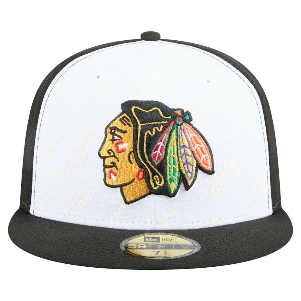 Chicago Blackhawks New Era Repeat Two-Tone 59FIFTY Fitted Hat White/Black