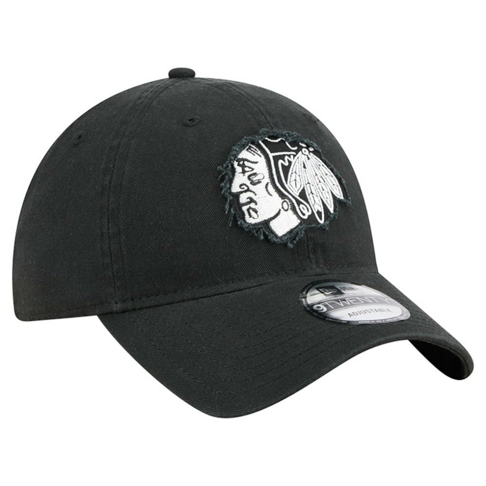 Chicago Blackhawks New Era Stamp Fabric Applique 9TWENTY Adjustable Hat Black