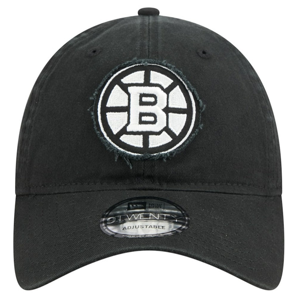 Boston Bruins New Era Stamp Fabric Applique 9TWENTY Adjustable Hat Black