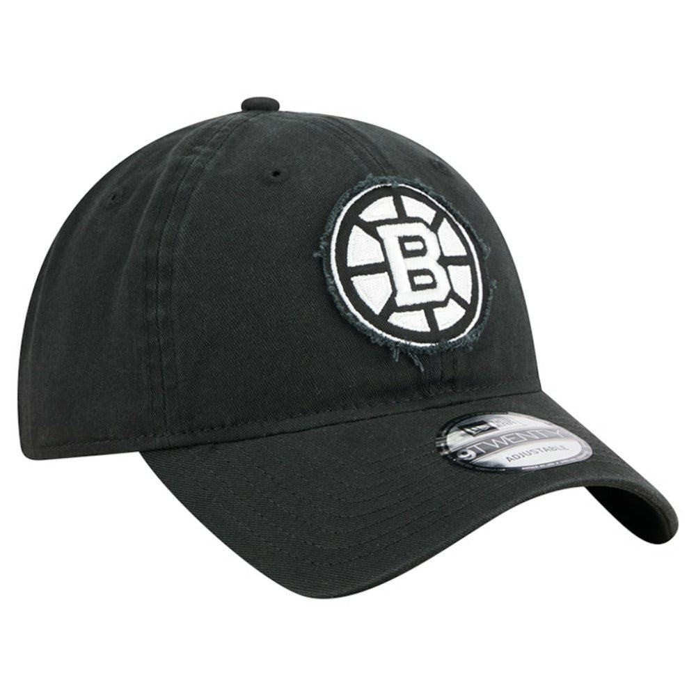 Boston Bruins New Era Stamp Fabric Applique 9TWENTY Adjustable Hat Black