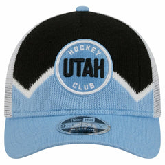 Utah Mammoth New Era Hockey Sock 9FORTY A-Frame M-Crown Adjustable Trucker Hat Light Blue/Black