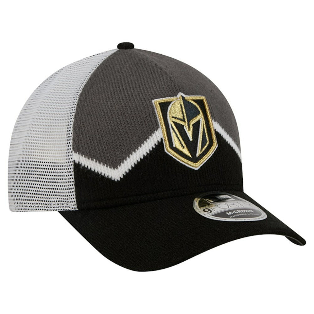 Vegas Golden Knights New Era Hockey Sock 9FORTY A-Frame M-Crown Adjustable Trucker Hat Black/Gray