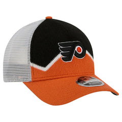 Philadelphia Flyers New Era Hockey Sock 9FORTY A-Frame M-Crown Adjustable Trucker Hat Orange/Black