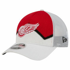 Detroit Red Wings New Era Hockey Sock 9FORTY A-Frame M-Crown Adjustable Trucker Hat White/Red