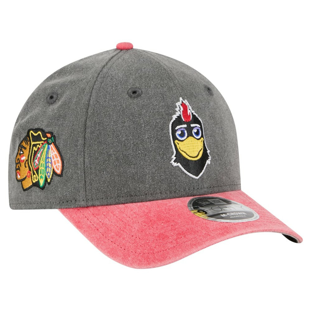 Chicago Blackhawks New Era Mascot 2-Tone 9FORTY Adjustable Hat Black/Red
