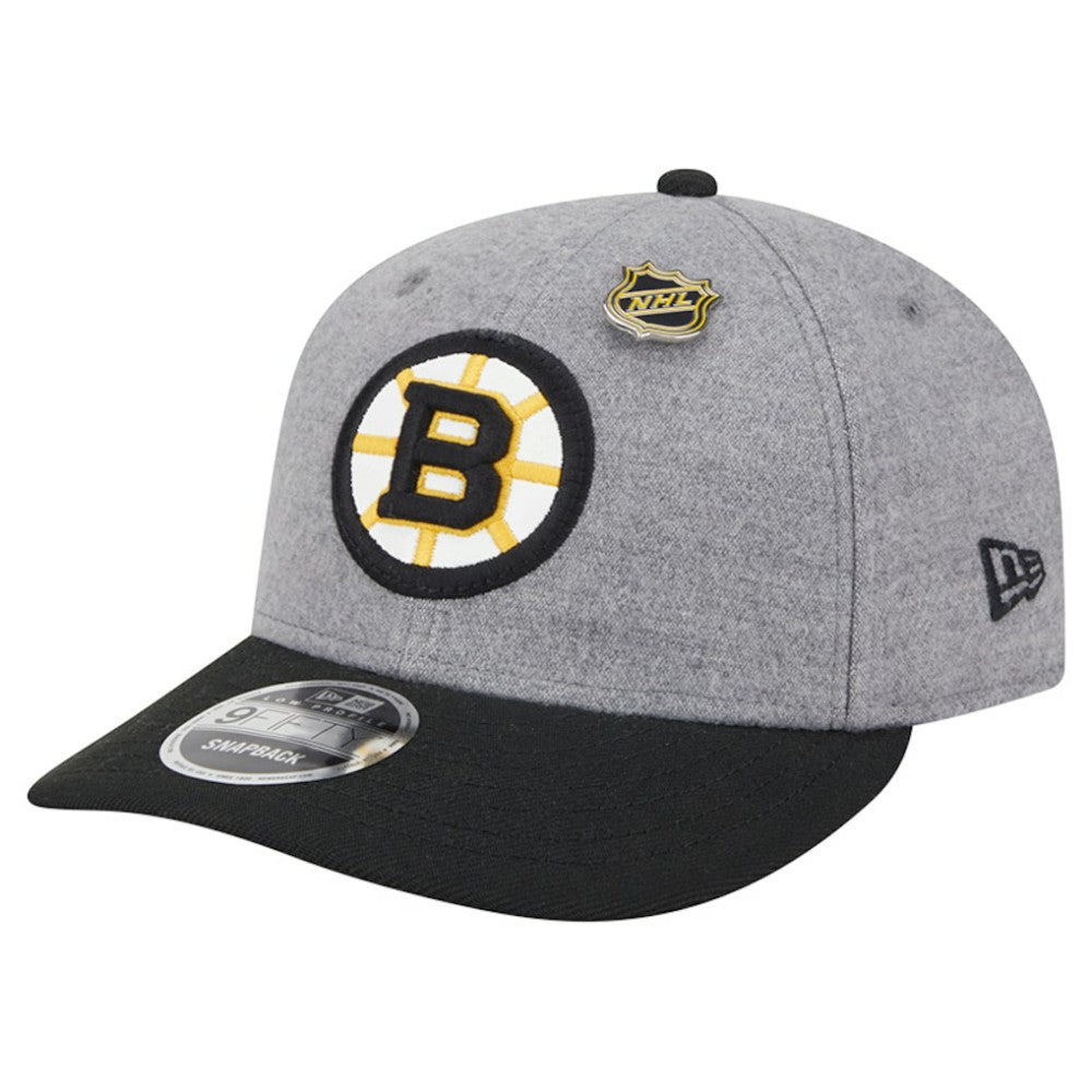 Boston Bruins New Era Wool Pin Low Profile 9FIFTY Snapback Hat Gray/Black