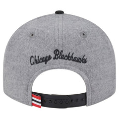 Chicago Blackhawks New Era Wool Pin Low Profile 9FIFTY Snapback Hat Gray/Black