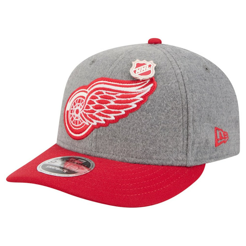 Detroit Red Wings New Era Wool Pin Low Profile 9FIFTY Snapback Hat Gray/Red