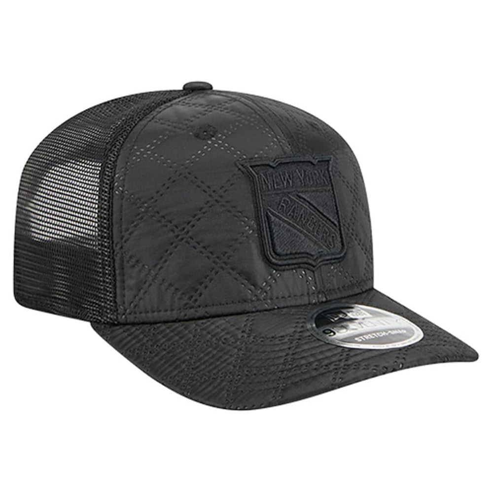 New York Rangers New Era Quilted Nylon 9SEVENTY Adjustable Trucker Hat Black