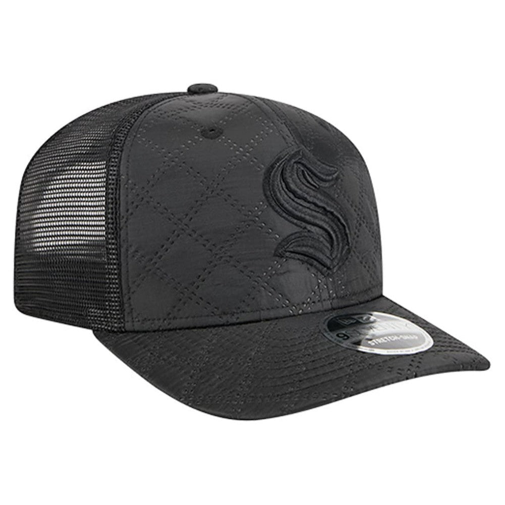 Seattle Kraken New Era Quilted Nylon 9SEVENTY Adjustable Trucker Hat Black