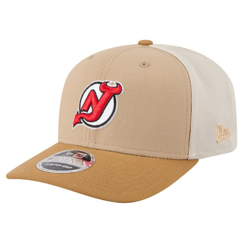 New Jersey Devils New Era Two-Tone Trucker 9SEVENTY Stretch Snap Adjustable Hat Tan/Light Brown