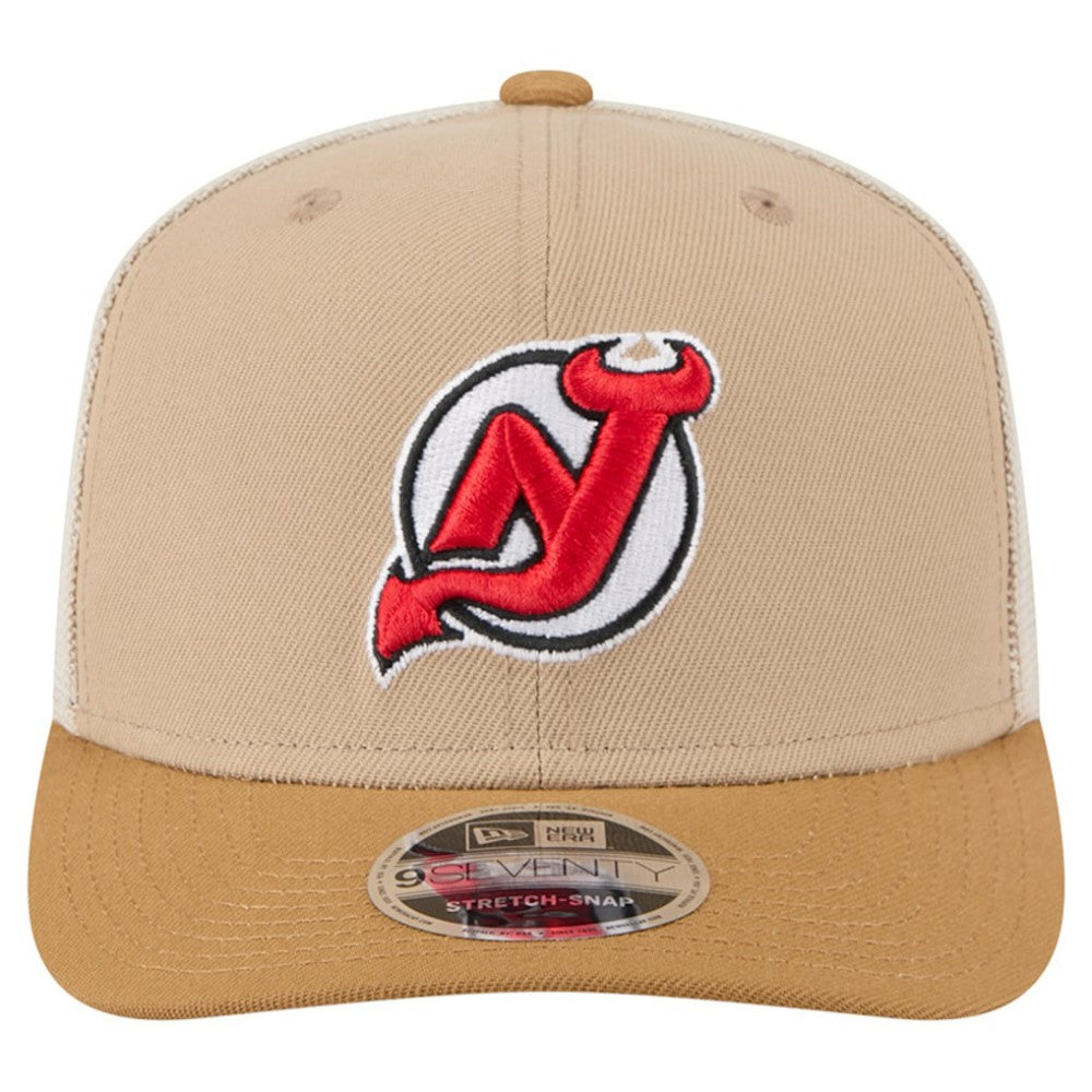 New Jersey Devils New Era Two-Tone Trucker 9SEVENTY Stretch Snap Adjustable Hat Tan/Light Brown