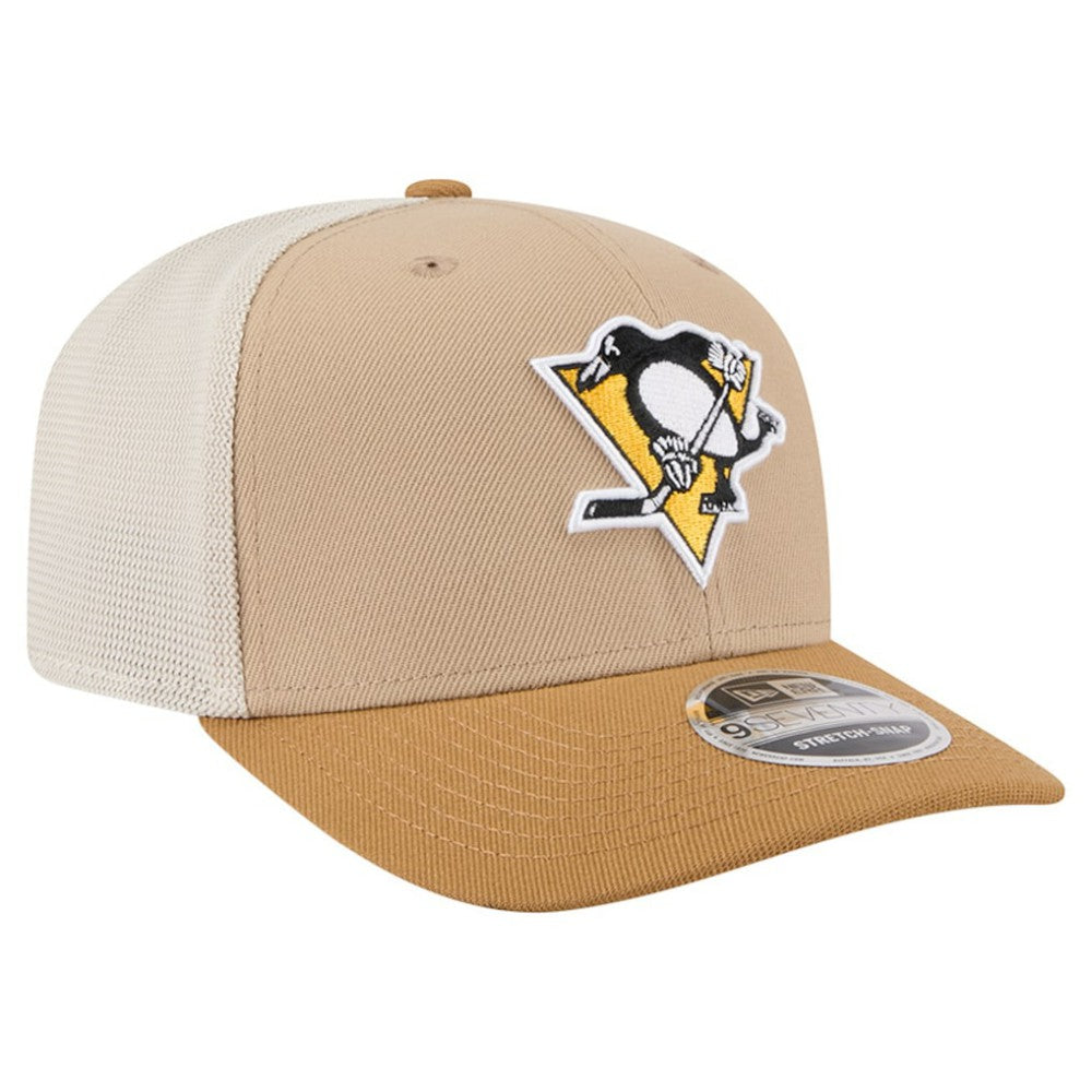 Pittsburgh Penguins New Era Two-Tone Trucker 9SEVENTY Stretch Snap Adjustable Hat Tan/Light Brown