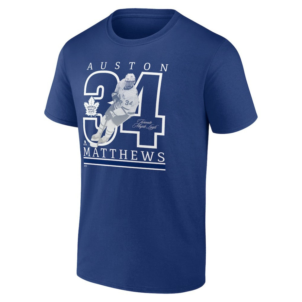 Auston Matthews Toronto Maple Leafs Fanatics Authentic Stack Name & Number T-Shirt Blue