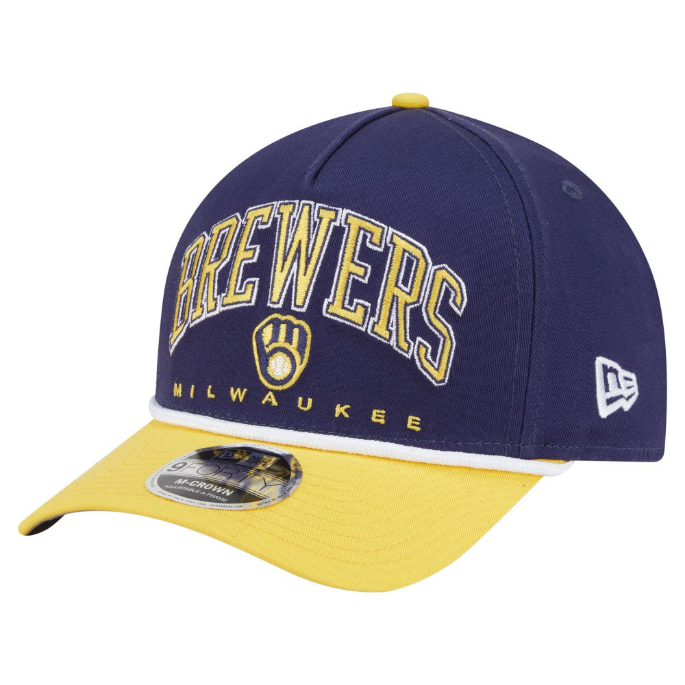 Milwaukee Brewers Arch 9FORTY A-Frame M-Crown Adjustable Hat Navy/Gold | New Era