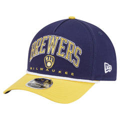Milwaukee Brewers Arch 9FORTY A-Frame M-Crown Adjustable Hat Navy/Gold | New Era