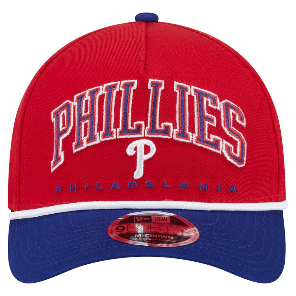 Philadelphia Phillies Arch 9FORTY A-Frame M-Crown Adjustable Hat Red/Royal | New Era