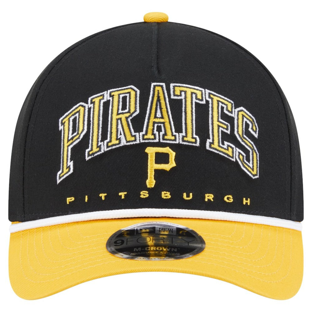 Pittsburgh Pirates Arch 9FORTY A-Frame M-Crown Adjustable Hat Black/Gold | New Era
