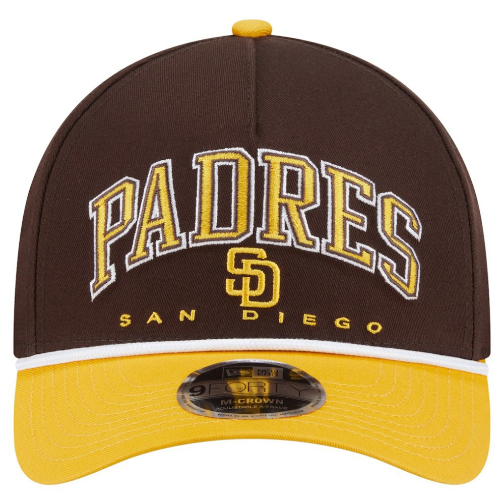 San Diego Padres Arch 9FORTY A-Frame M-Crown Adjustable Hat Brown/Gold | New Era