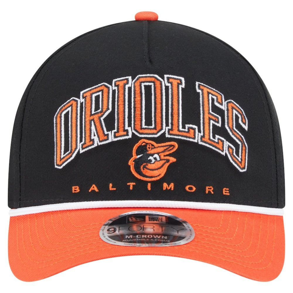 Baltimore Orioles Arch 9FORTY A-Frame M-Crown Adjustable Hat Black/Orange | New Era