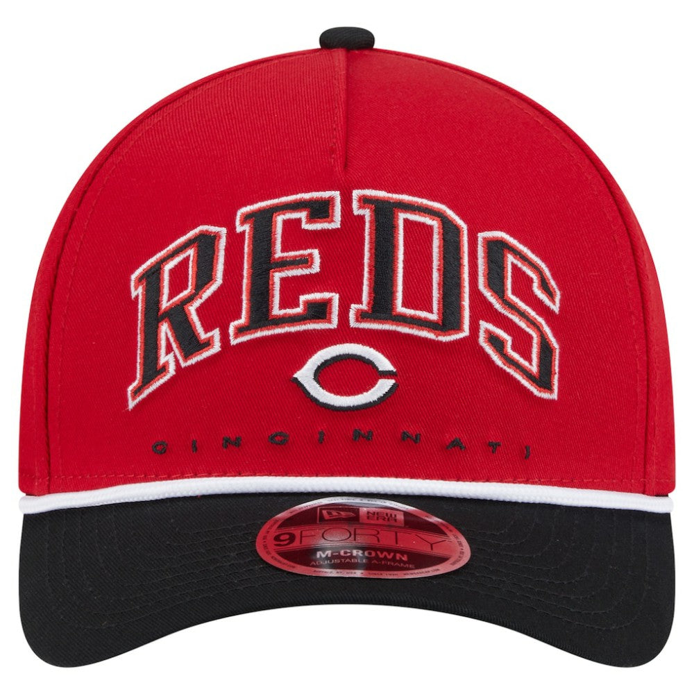 Cincinnati Reds Arch 9FORTY A-Frame M-Crown Adjustable Hat Red/Black | New Era