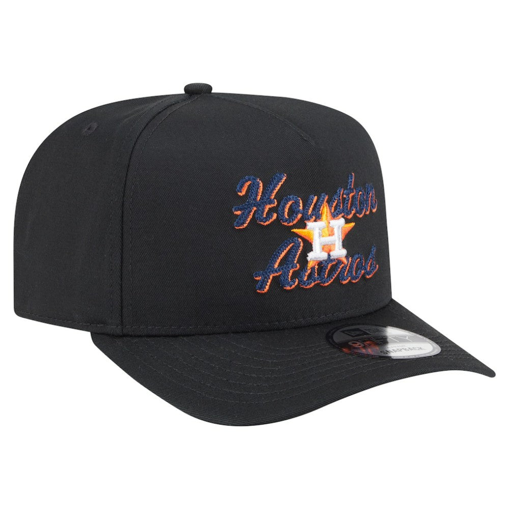 Houston Astros Chainstitch 9FIFTY A-Frame Snapback Hat Black | New Era