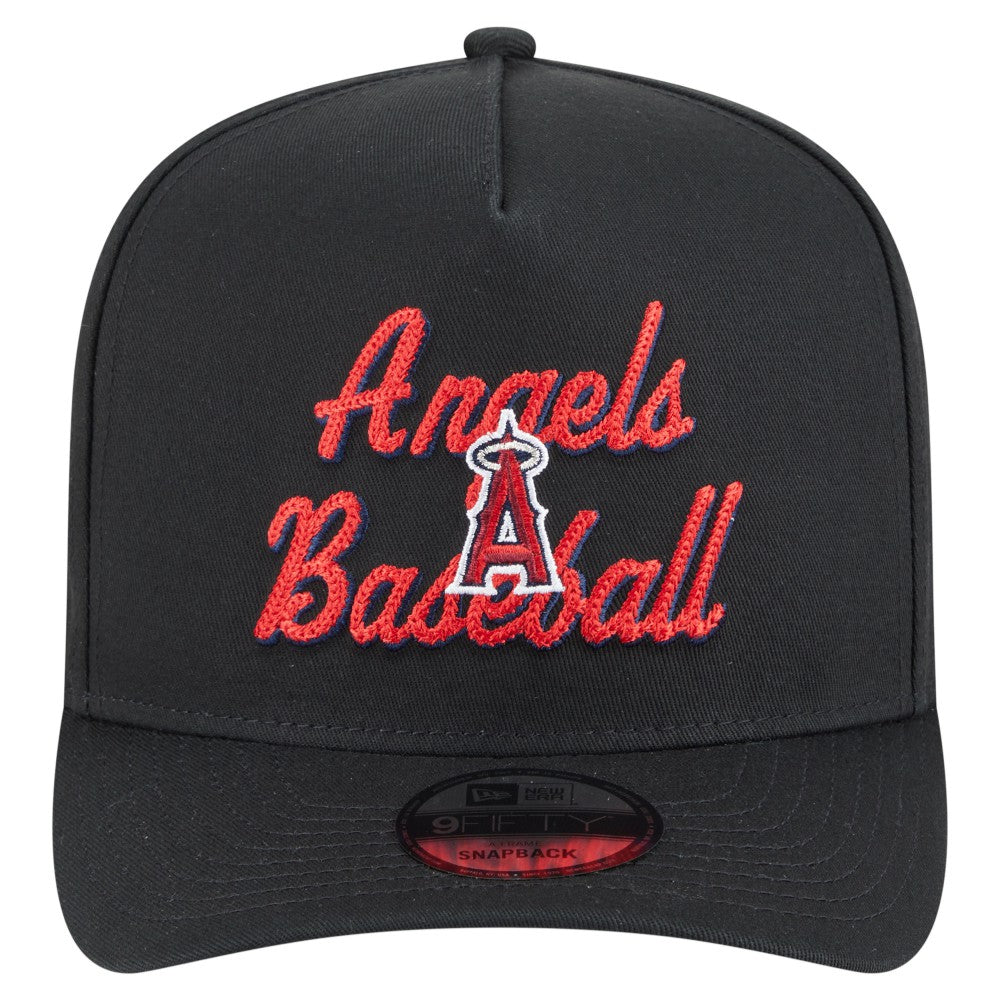 Los Angeles Angels Chainstitch 9FIFTY A-Frame Snapback Hat Black | New Era