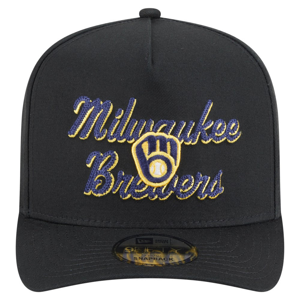 Milwaukee Brewers Chainstitch 9FIFTY A-Frame Snapback Hat Black | New Era