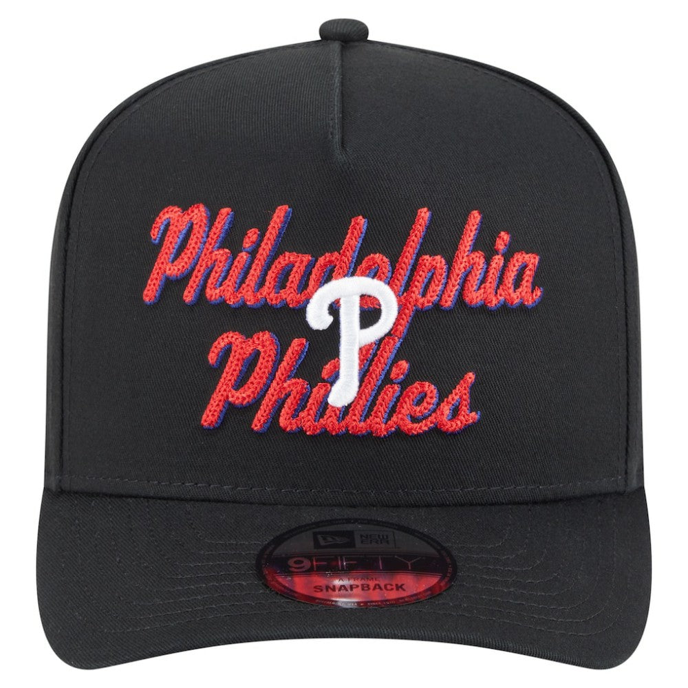 Philadelphia Phillies Chainstitch 9FIFTY A-Frame Snapback Hat Black | New Era