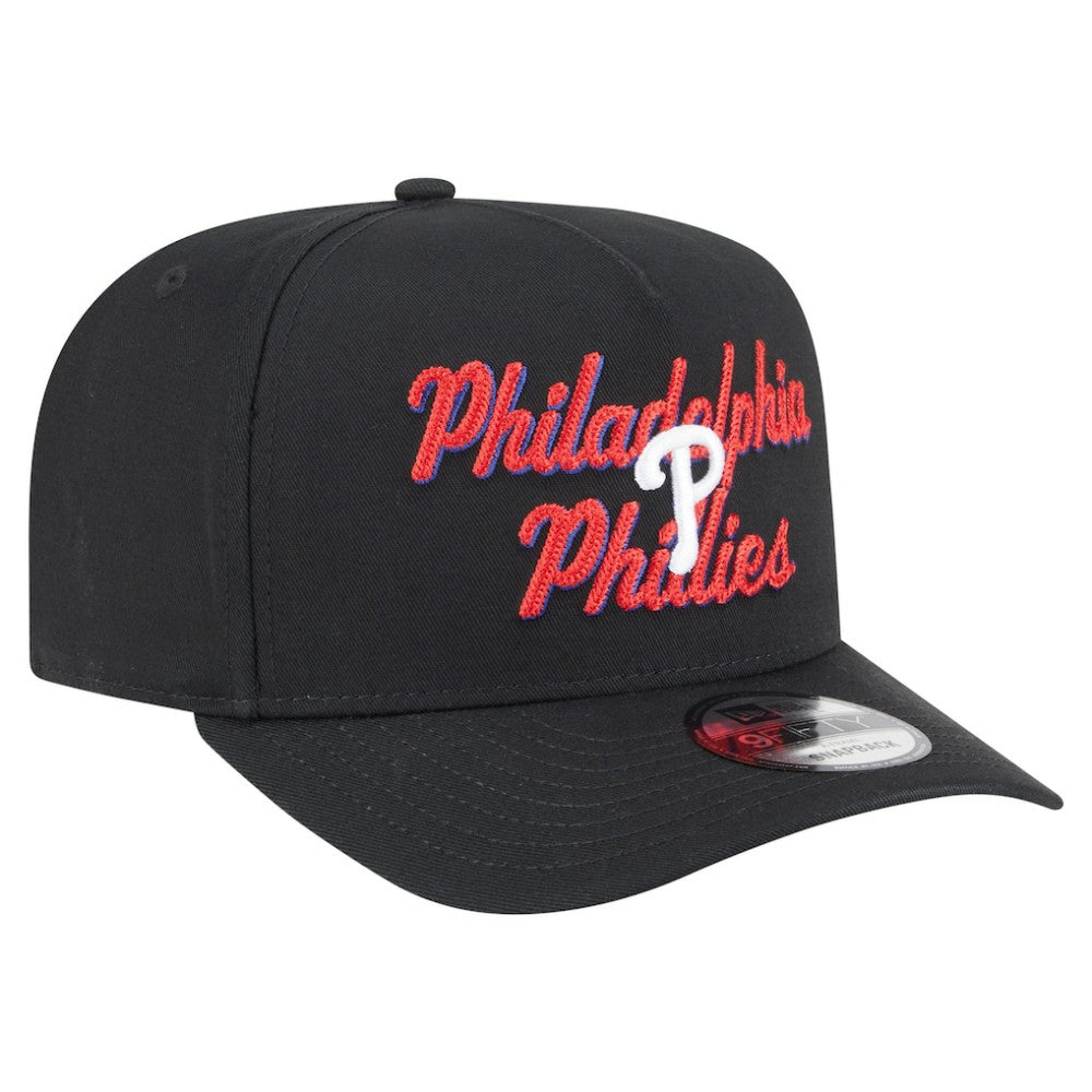 Philadelphia Phillies Chainstitch 9FIFTY A-Frame Snapback Hat Black | New Era
