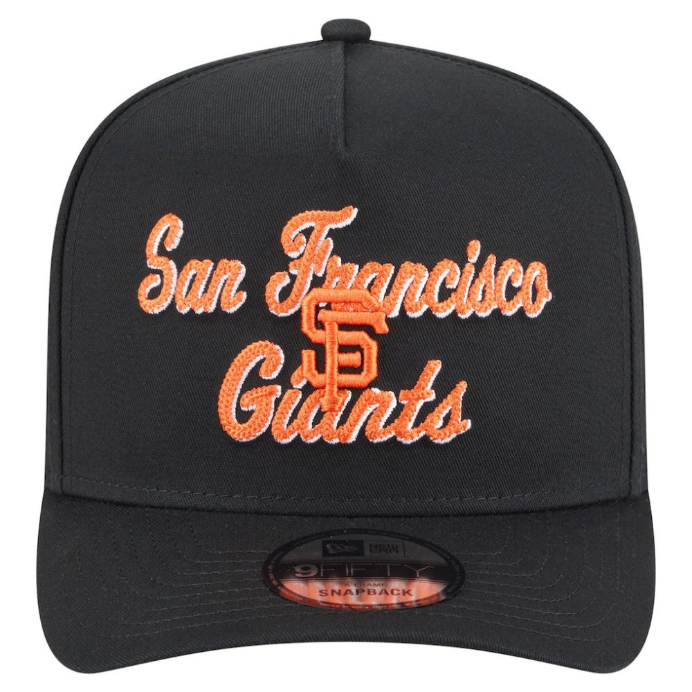 San Francisco Giants Chainstitch 9FIFTY A-Frame Snapback Hat Black | New Era