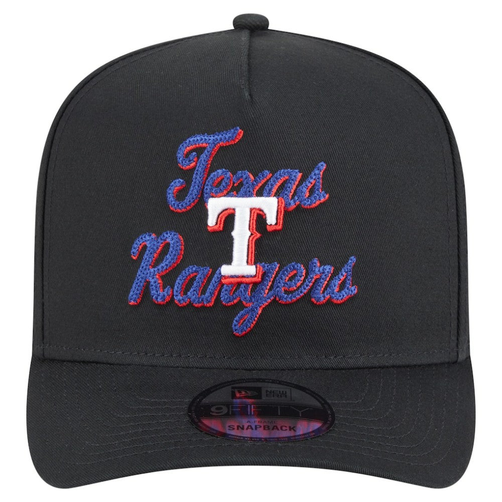 Texas Rangers Chainstitch 9FIFTY A-Frame Snapback Hat Black | New Era
