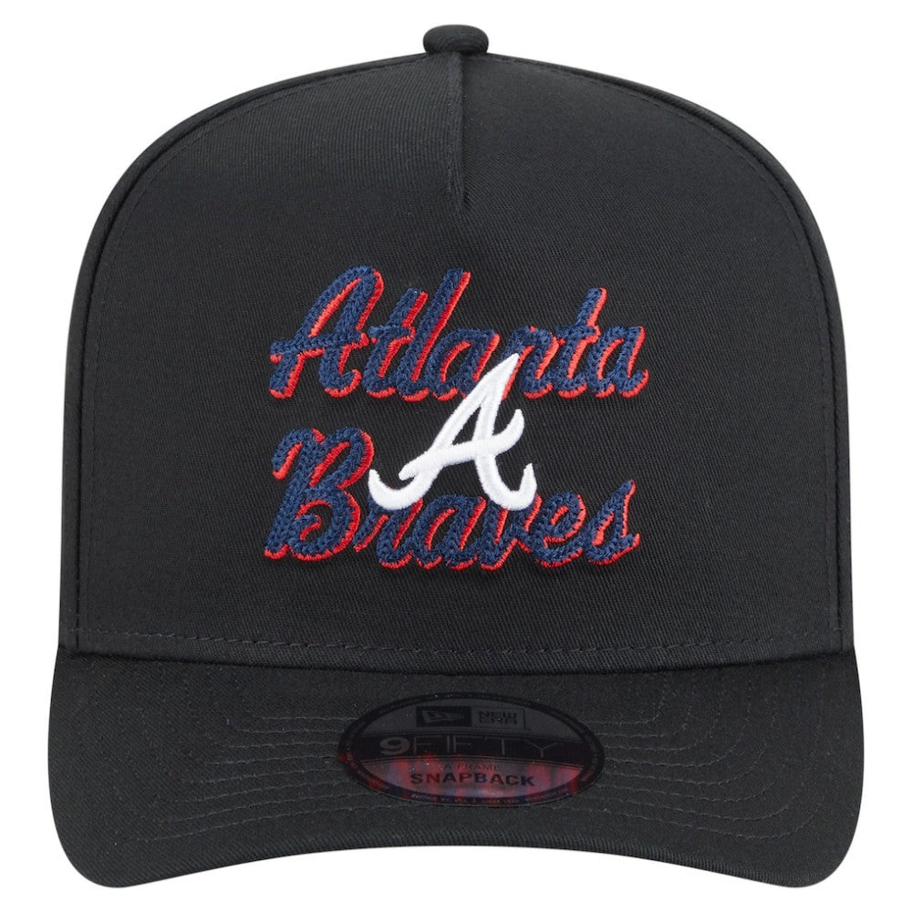 Atlanta Braves Chainstitch 9FIFTY A-Frame Snapback Hat Black | New Era