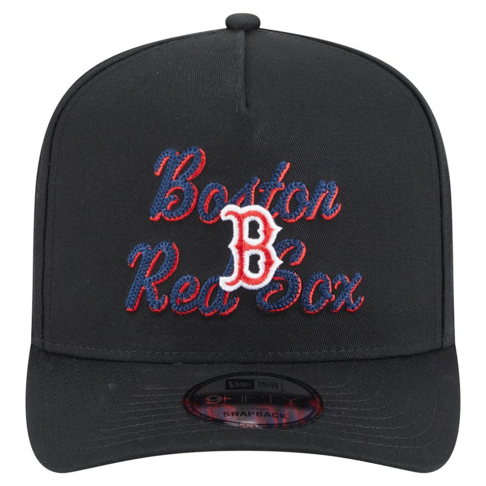 Boston Red Sox Chainstitch 9FIFTY A-Frame Snapback Hat Black | New Era