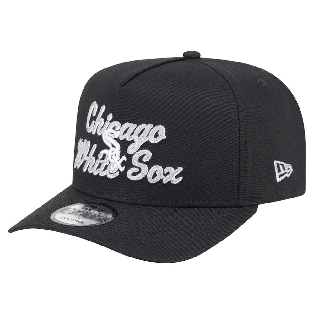 Chicago White Sox Chainstitch 9FIFTY A-Frame Snapback Hat Black | New Era