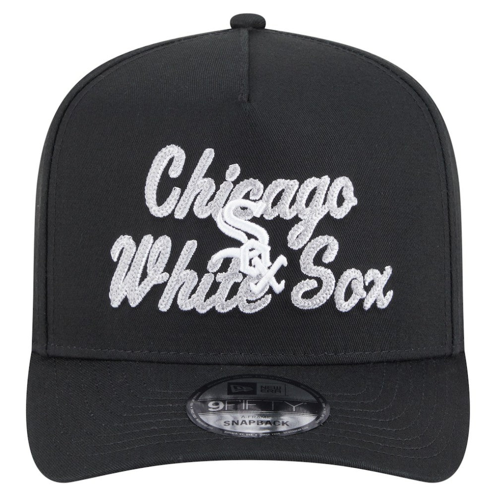 Chicago White Sox Chainstitch 9FIFTY A-Frame Snapback Hat Black | New Era
