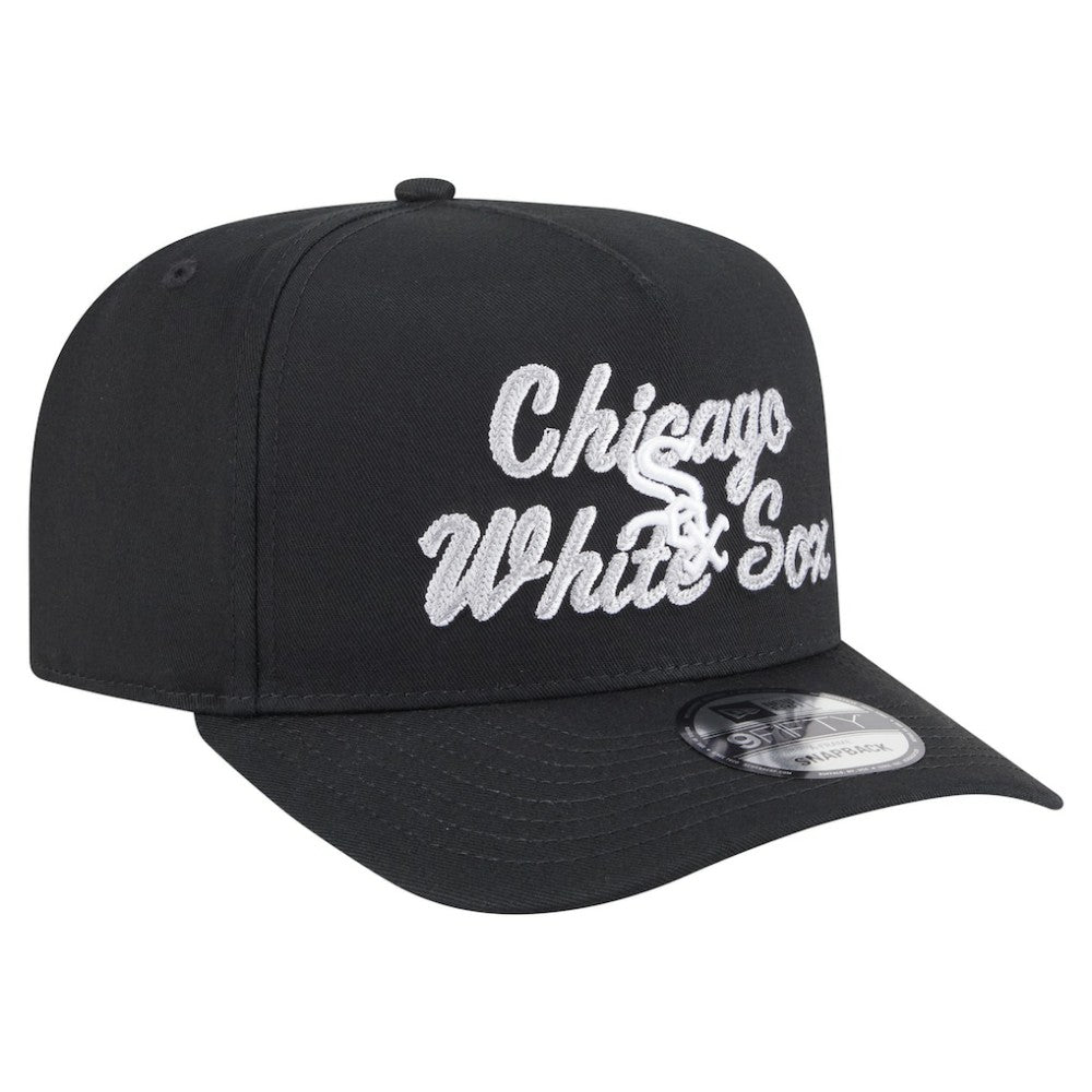 Chicago White Sox Chainstitch 9FIFTY A-Frame Snapback Hat Black | New Era