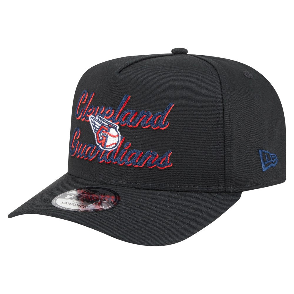 Cleveland Guardians Chainstitch 9FIFTY A-Frame Snapback Hat Black | New Era