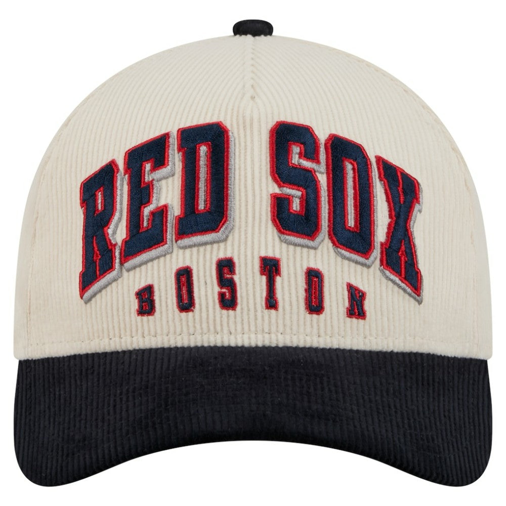 Boston Red Sox Sided Corduroy 9FORTY A-Frame Adjustable Hat Cream/Navy | New Era