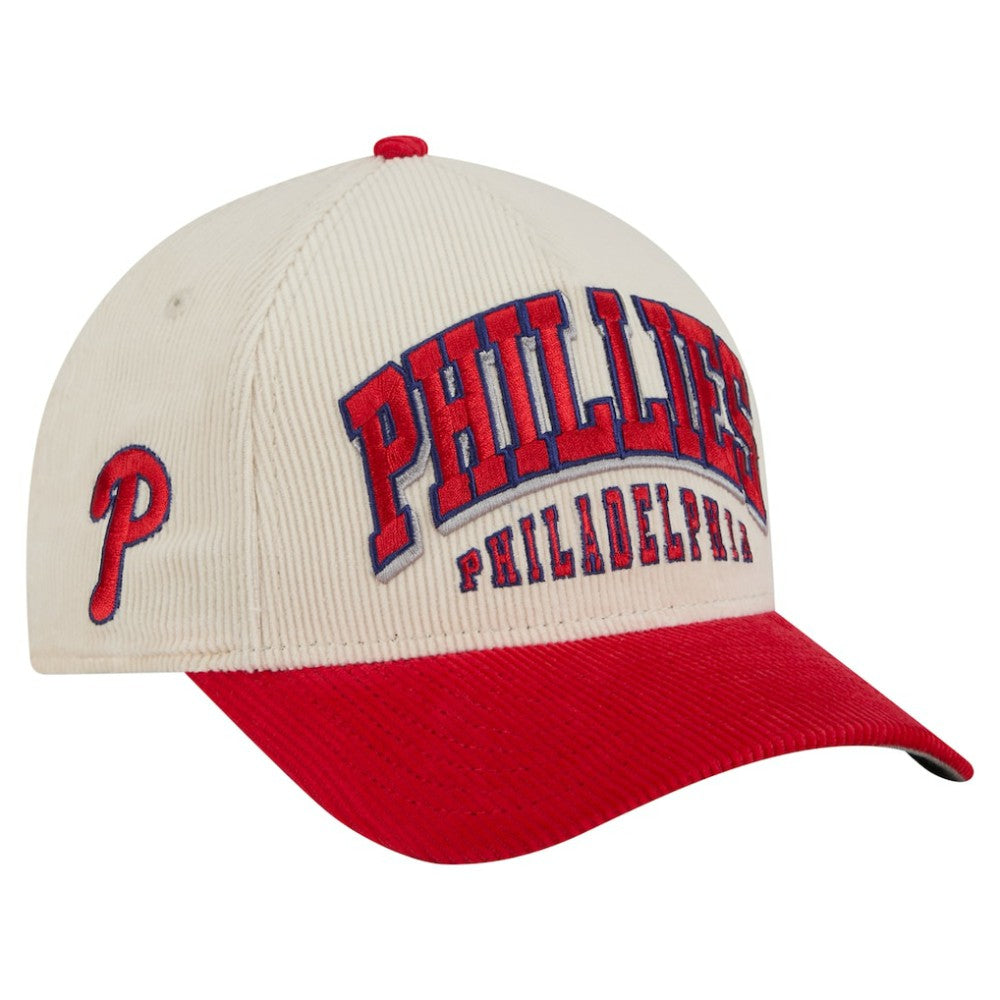 Philadelphia Phillies Sided Corduroy 9FORTY A-Frame Adjustable Hat Cream/Red | New Era
