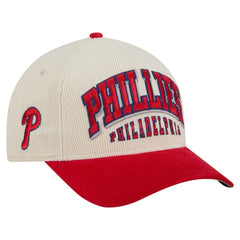 Philadelphia Phillies Sided Corduroy 9FORTY A-Frame Adjustable Hat Cream/Red | New Era