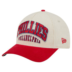 Philadelphia Phillies Sided Corduroy 9FORTY A-Frame Adjustable Hat Cream/Red | New Era