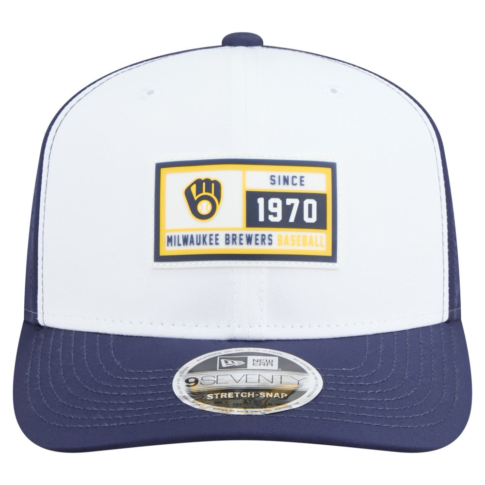 Milwaukee Brewers Established Patch 9SEVENTY Adjustable Hat White/Navy | New Era
