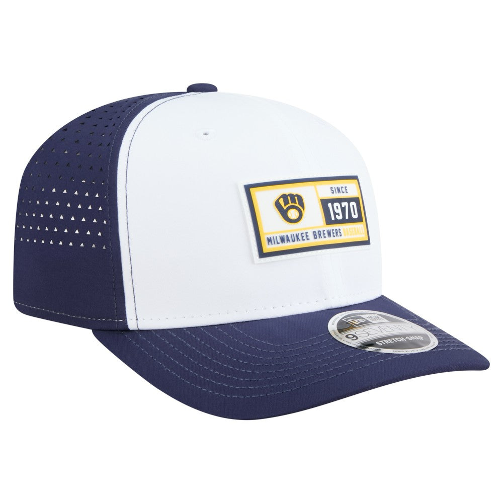 Milwaukee Brewers Established Patch 9SEVENTY Adjustable Hat White/Navy | New Era