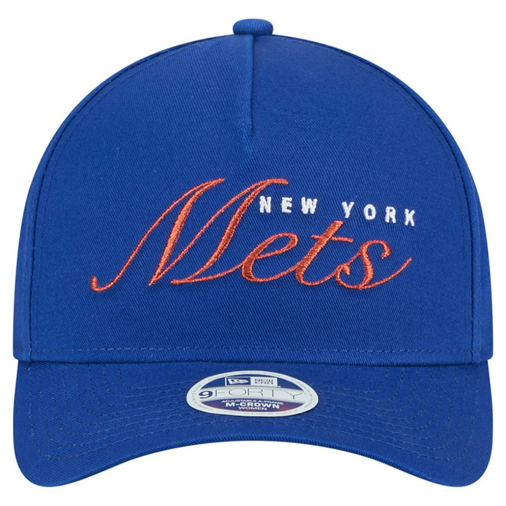 New York Mets Women's Metallic A-Frame 9FORTY Adjustable Hat Royal | New Era