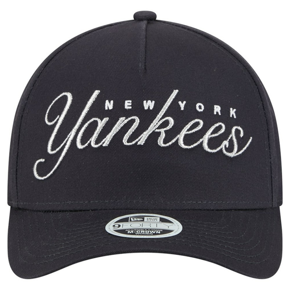 New York Yankees Women's Metallic A-Frame 9FORTY Adjustable Hat Navy | New Era