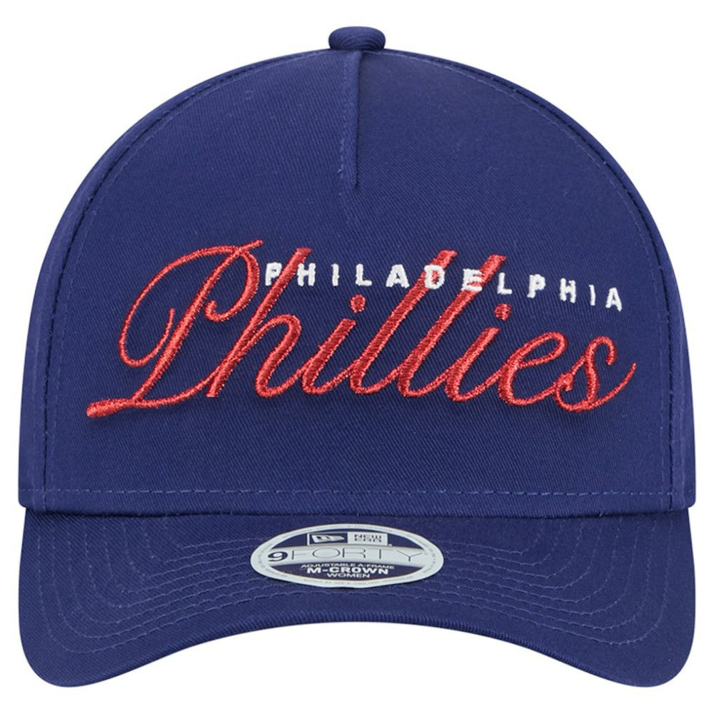 Philadelphia Phillies Women's Metallic A-Frame 9FORTY Adjustable Hat Royal | New Era